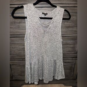 Express Heather Gray Peplum Tank Top Women’s medium Criss cross straps
